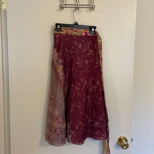 Recycled Sari Silk Wrap Skirt Urban Nomad NWOT